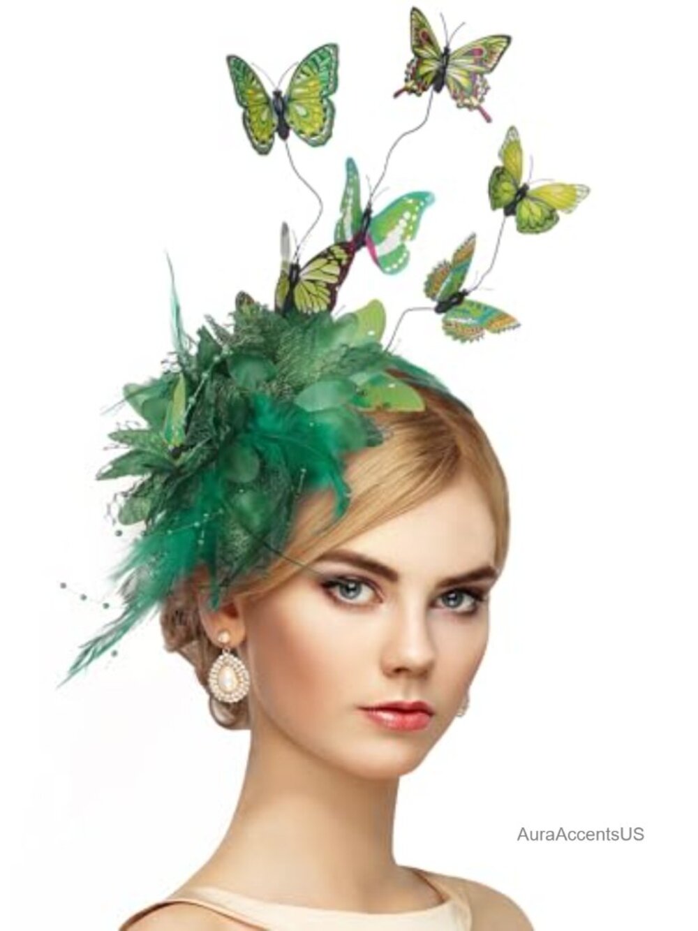 Women's Butterfly Fascinator Feather Flower Headband Tea Party Derby Hat